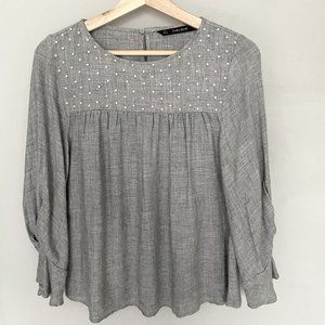 Zara Tops / Zara Woman Balloon Sleeve Blouse with Beaded -